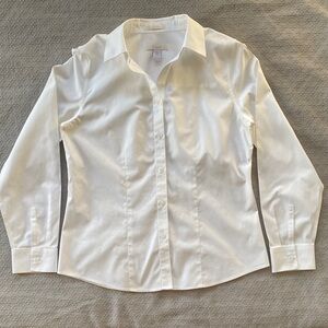 Chico’s White No-Iron Cotton Blouse Small